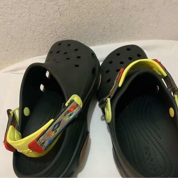 Classic Black Crocs Ikat with Yellow Velcroed Detailing main image 4